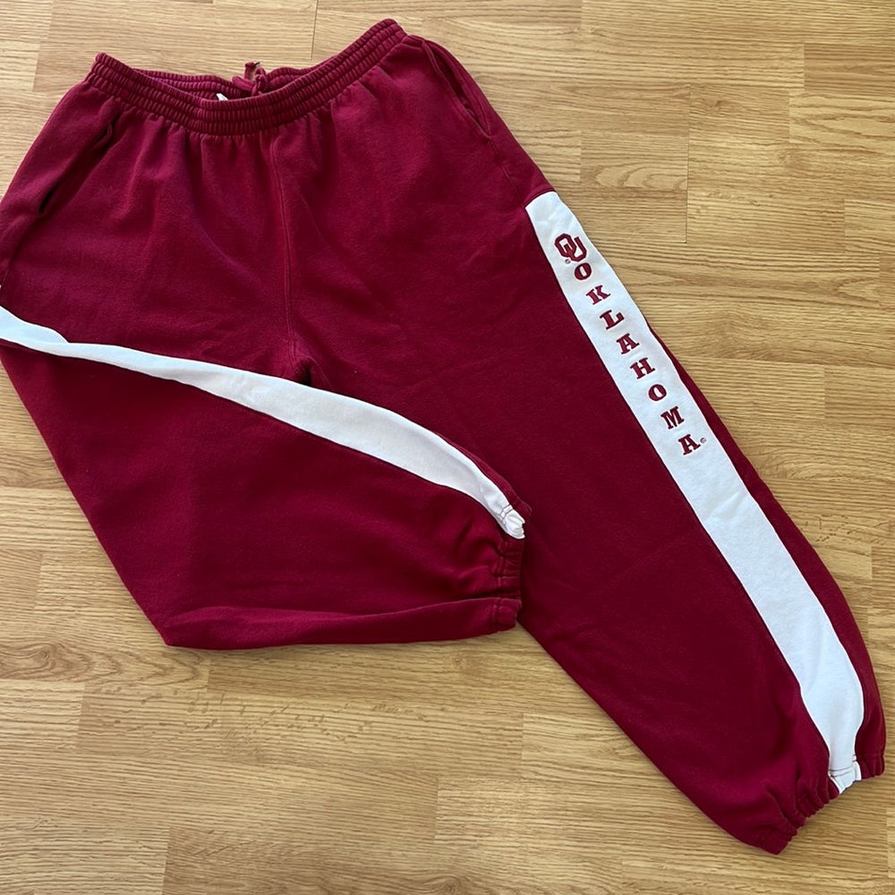 Red Oak OU Oklahoma Embroidery Fleece Sweatpants Sz XL